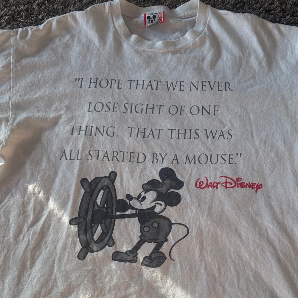 Disney White T-Shirt with Mickey Mouse and Quote